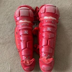 MacGregor B 66 Baseball Catcher Hockey Red Pair Of Shin Guards